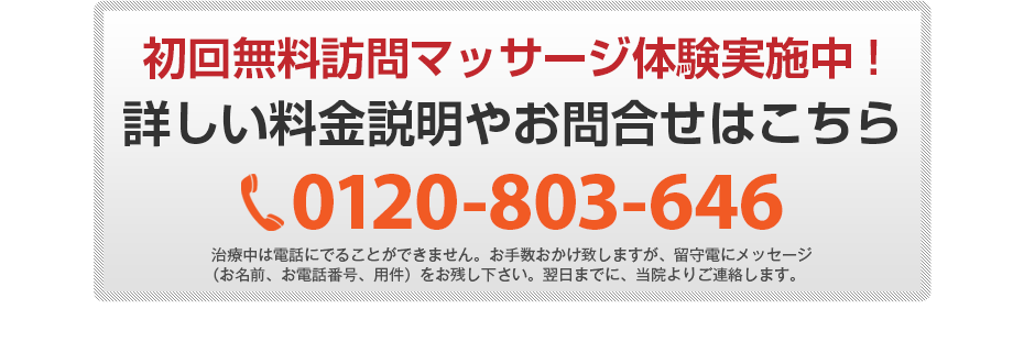 初回無料体験施術実施中!詳しい料金説明やお問合せはこちら0120-803-646